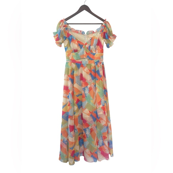 Sage + Paige dress Fresh Start Midi off shoulder flowy chiffon milkmaid dress - Picture 2 of 8